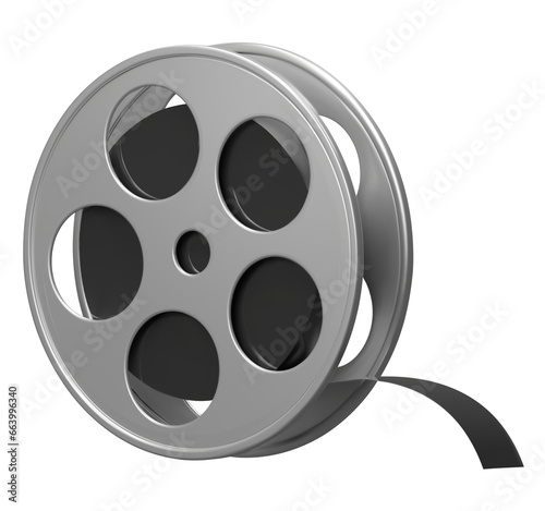 Metallic Film icon isolated on beige background. Video camera tape 3D sign symbols logo. Reel Camera Negative Film. 3d render movie,cinema, entertainment concept. 3D Vector Illustration.