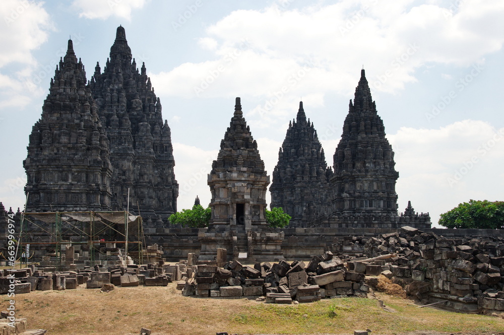 Prambanan temple - an ancient Hindu temple complex Prambanan temple - an ancient Hindu temple complex