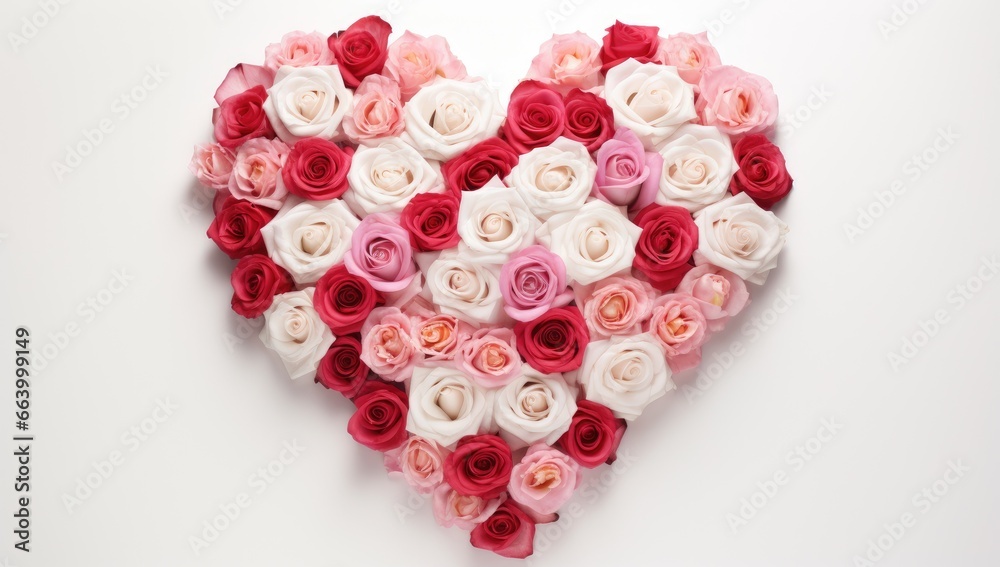 a white love heart with red roses in the middle Generative AI a white love heart with red roses in the middle Generative AI