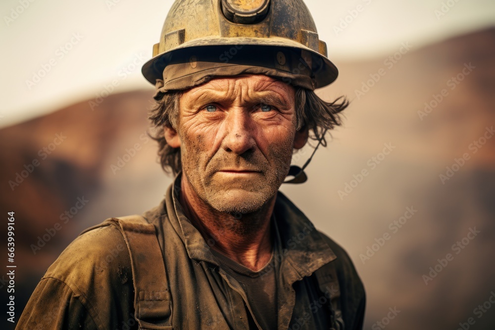 Dirty face of coal miner on a black background. Head of tired mine worker in a hard hat. Dirty face of coal miner on a black background. Head of tired mine worker in a hard hat.