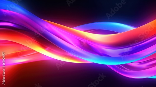 Wallpaper Mural Abstract 3D neon wavy curved lines background. Modern gradient illustration, minimal design. Futuristic artwork, digital drawing for interior design, fashion textile fabric, wallpaper Torontodigital.ca
