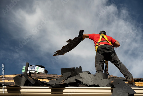 Reroofing house after hail storm; Laramie, Wyoming 