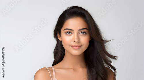 Close up of attractive young Indian asian woman with smooth skin