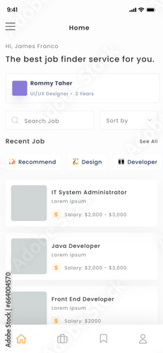 Job Finder, Recruitment, employment,  Job Agency and Work Portal Blue App Ui Kit Template