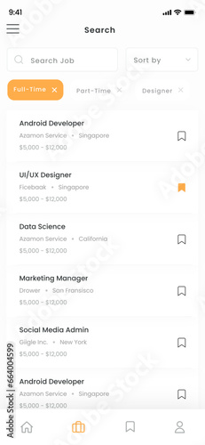 Job Finder, Recruitment, employment,  Job Agency and Work Portal Blue App Ui Kit Template