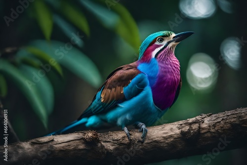A closeup shot of a lilac breasted roller in a forest © Amazing-World