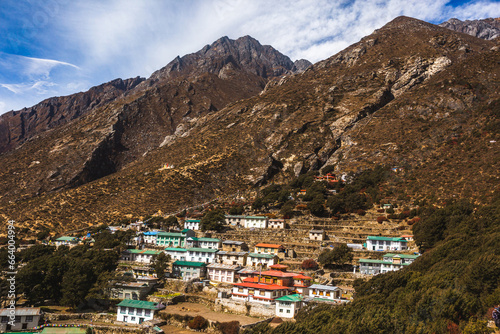 Pangboche village in Himalaya mountains, Nepal photo