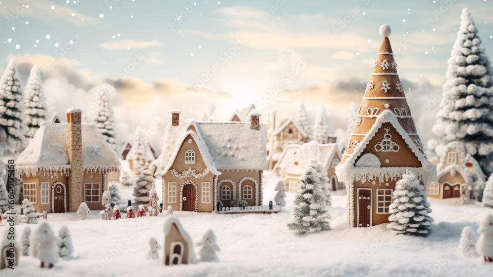 Gingerbread Christmas Village Scene
