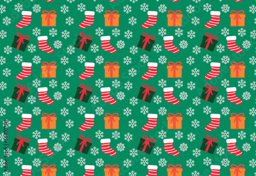 Harmonious Christmas Items Pattern with Presents, Stockings, and Snowflakes