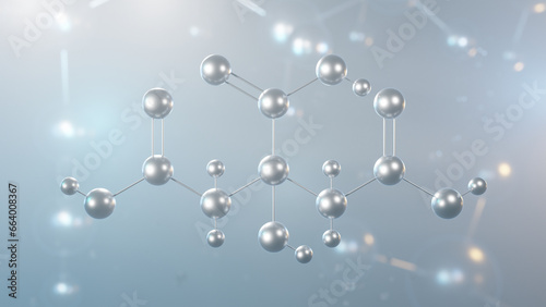 citric acid molecular structure, 3d model molecule, colorless weak organic acid, structural chemical formula view from a microscope photo