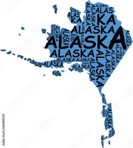 vector map Alaska typographic light blue color
