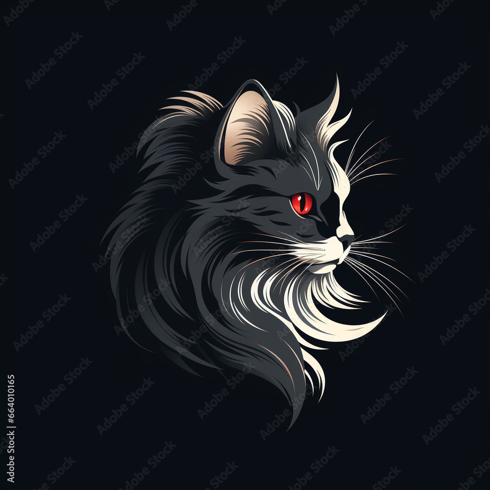 cat on a black background
