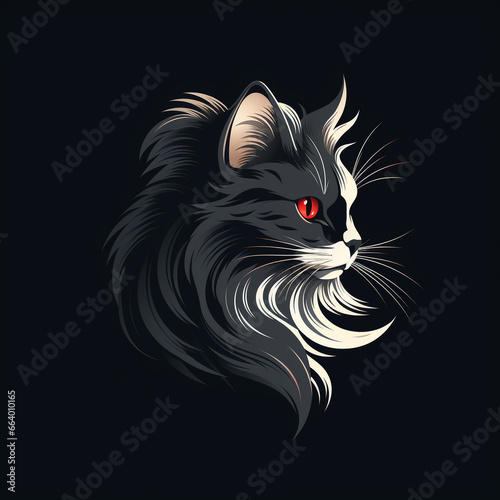 cat on a black background