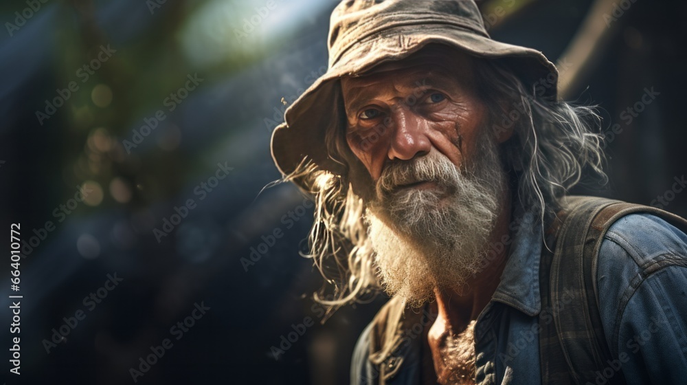 An Outdoor Portrait of a Weathered Farmer