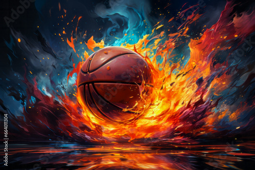 Basketball Flame created with Generative AI Technology, ai, generative © Wildcat93