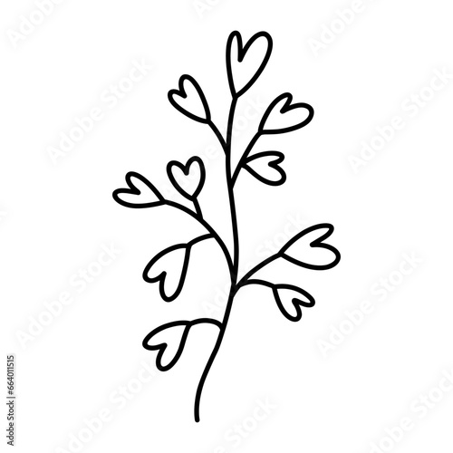 Cute branch with leaves isolated on white background. Vector hand-drawn illustration in doodle style. Perfect for cards  logo  decorations  various designs. Botanical clipart.
