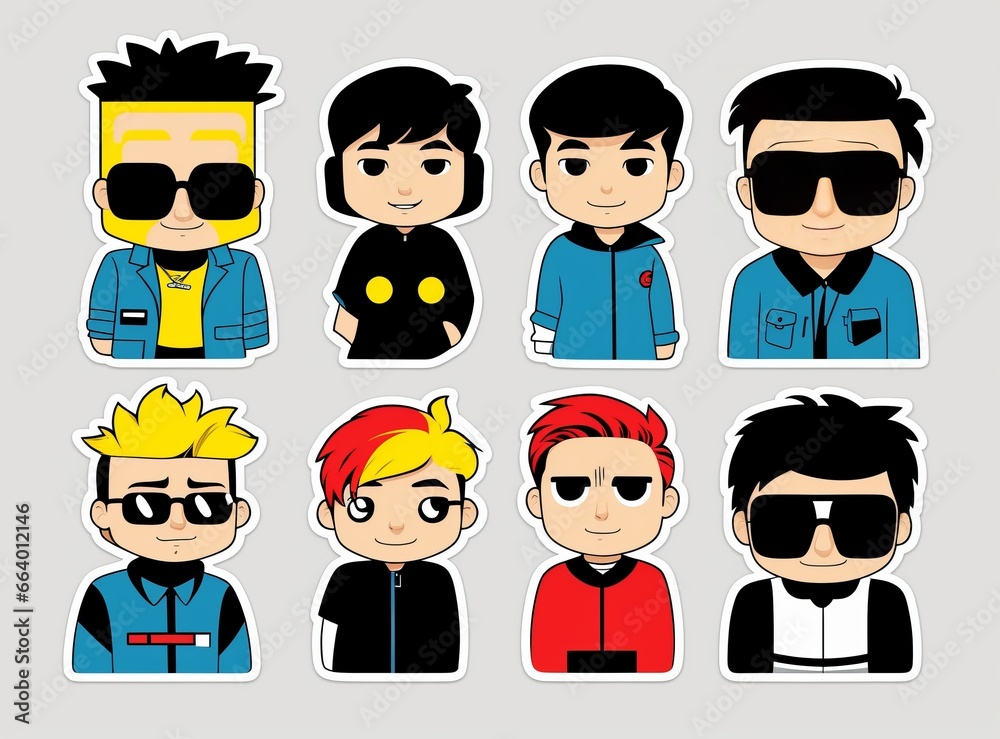 character icon set,cartoon sticker character character icon set,cartoon sticker character
