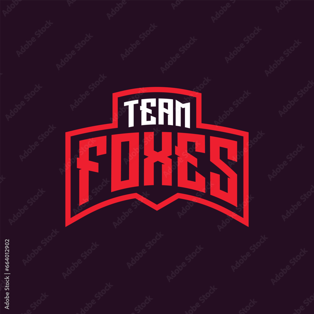 Obraz premium Vector team foxes ports club text logo design, editable template, fonts for logo animal mascot,lettering for esports team