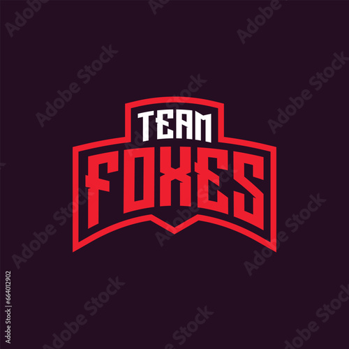 Vector team foxes ports club text logo design, editable template, fonts for logo animal mascot,lettering for esports team