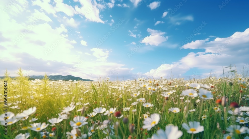 A Beautiful Scene of a Vast Field of Wildflowers in Full Bloom