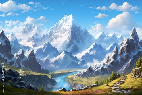 The beauty of a majestic and snow capped mountain range, with rugged peaks.