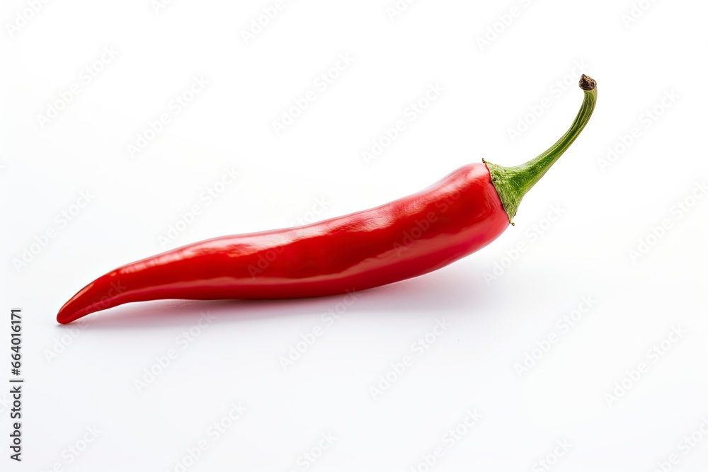 A Red chili pepper is isolated on a white background.