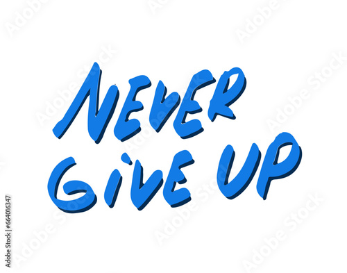 never give up lettering