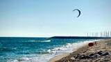 kite sufing in the mediterranean sea, premia de mar, spain