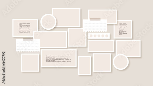 Vector photo collage template moodboard pictures grids vector illustration	