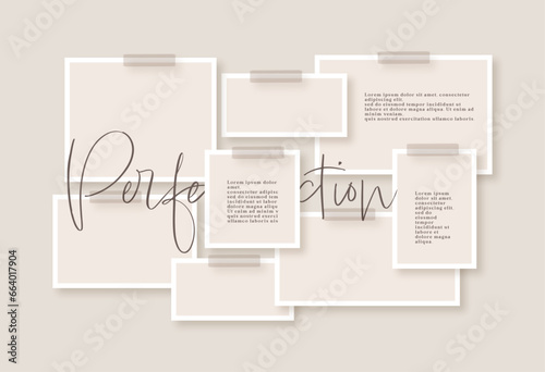 Vector photo collage template moodboard pictures grids vector illustration	