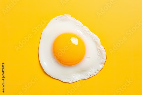 Fried egg on a yellow background. © ABGoni