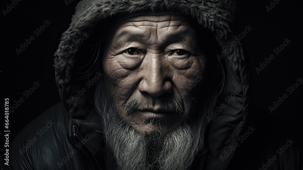 Close-up of an elderly Eskimo man Close-up of an elderly Eskimo man