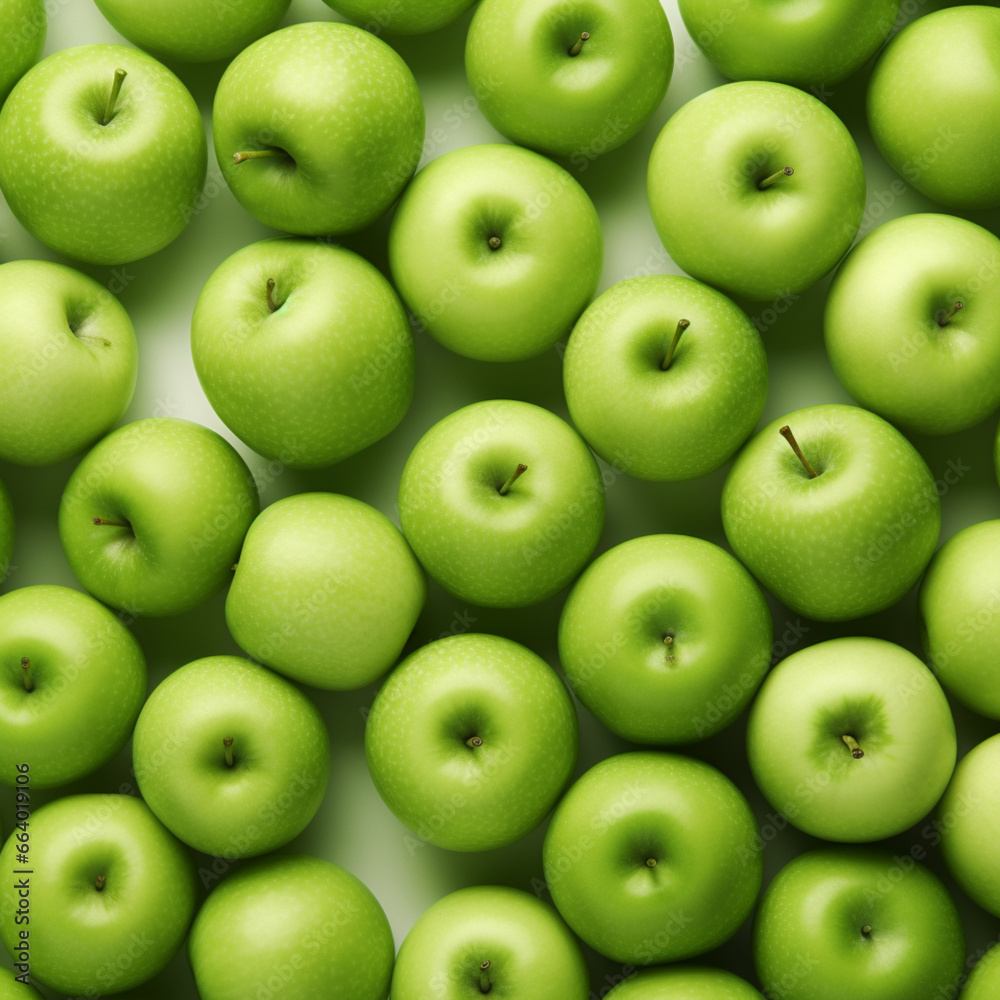 Fondo con detalle y textura de multitud de manzanas de color verde sobre fondo de color blanco Fondo con detalle y textura de multitud de manzanas de color verde sobre fondo de color blanco