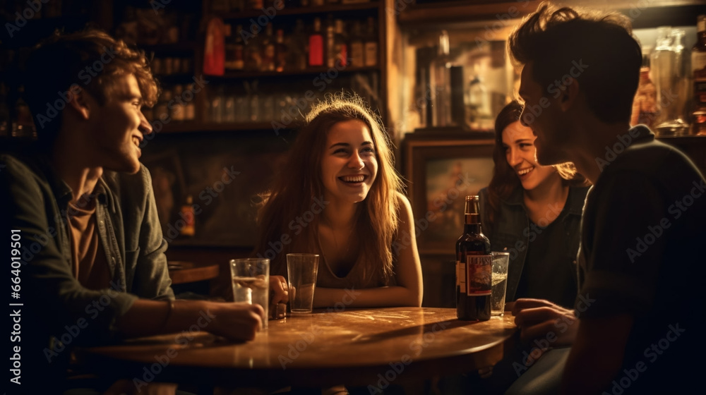 copy space, stockphoto, students in a bar drinking beer or wine. Young adult people in a pub gathering together. Togetherness. Student life. Enjoyment of young adults in a cafe. copy space, stockphoto, students in a bar drinking beer or wine. Young adult people in a pub gathering together. Togetherness. Student life. Enjoyment of young adults in a cafe.