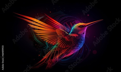 hummingbird logo with multiple colors flying through the air.. © ABGoni