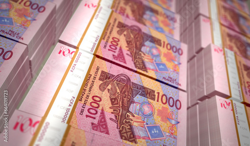 West African CFA Franc money banknotes pack 3d illustration photo