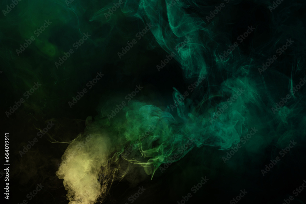 Green and pink steam on a black background. Green and pink steam on a black background.
