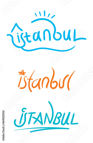 handwritten istanbul words set.with handwriting istanbul vector