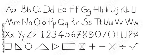 handwriting font and shapes