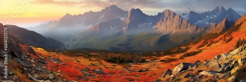 Panorama mountain autumn landscape. © ABGoni