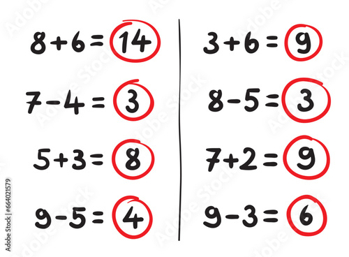 handwriting mathematical operations. math and numbers