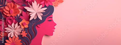 Mother s Day  Women s Day  Sister and Daughter Day background illustration concept with copy space  paper cut design