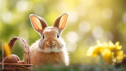 Easter Bunny with beautiful Spring Nature.