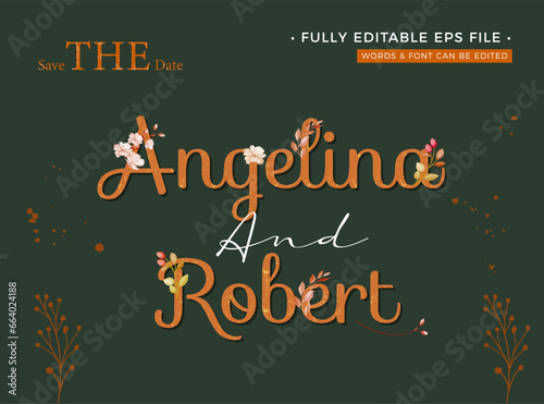 Wallpaper Mural weeding text effect editable with gold and dark color Torontodigital.ca