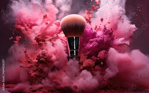 Pink Powder Covered Makeup Brushes