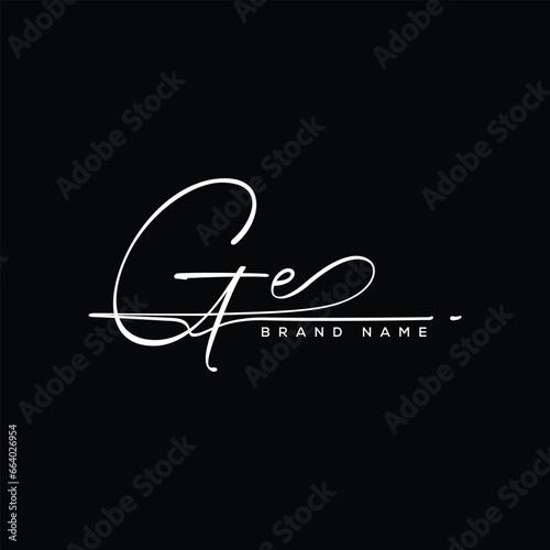 GE letter beauty handwriting vector logo.