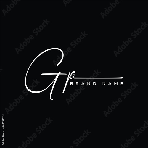 GP letter beauty handwriting vector logo.