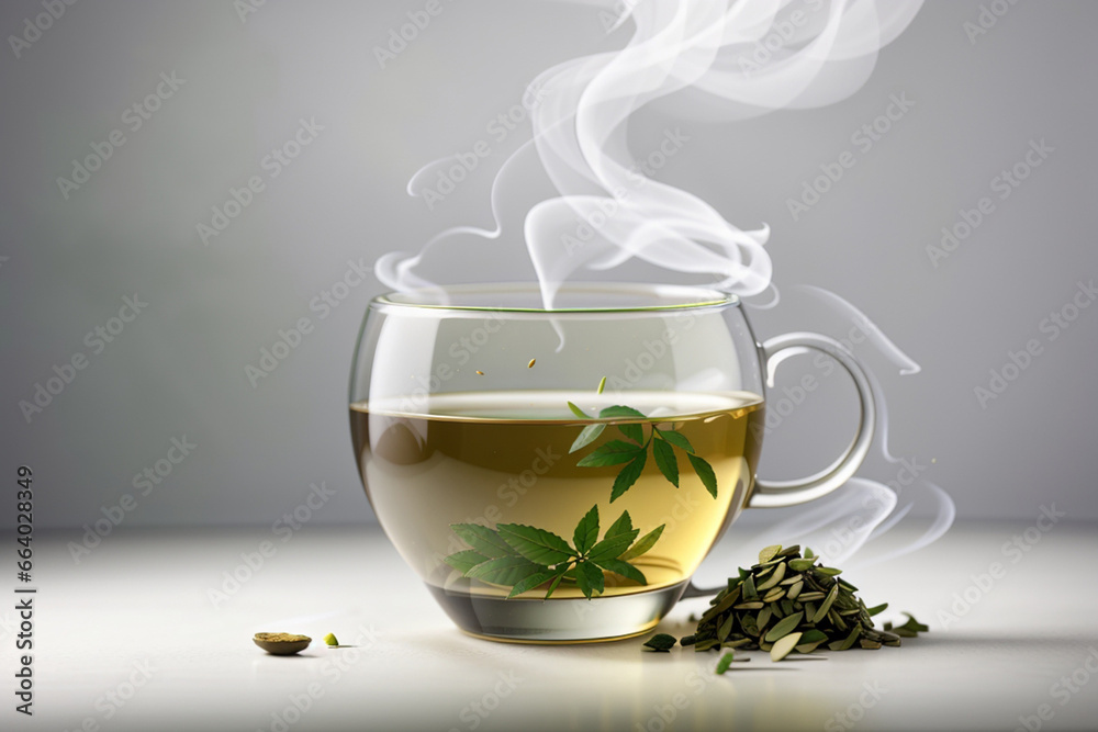 A steaming cup of green tea A steaming cup of green tea