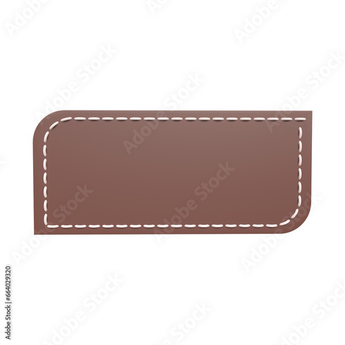 3D realistic brown leather tag 