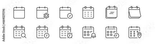 Calendar line icon. Business calendar icon set. Month calendar in line. Vector illustration.